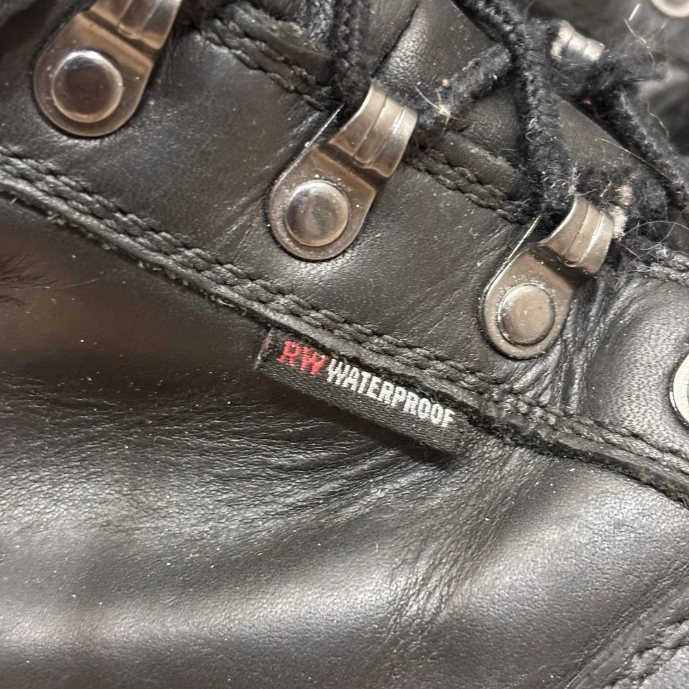 Red Wing Boots Men 12 Black Leather Steel Toe Waterproof Vibram Soles Work